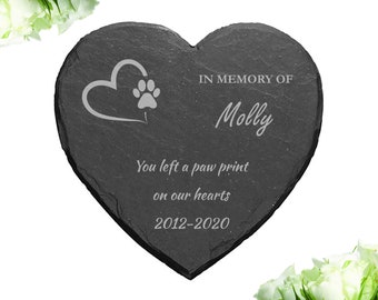 Personalized Pet Memorial Slate Plaque, Heart Shape Grave Marker