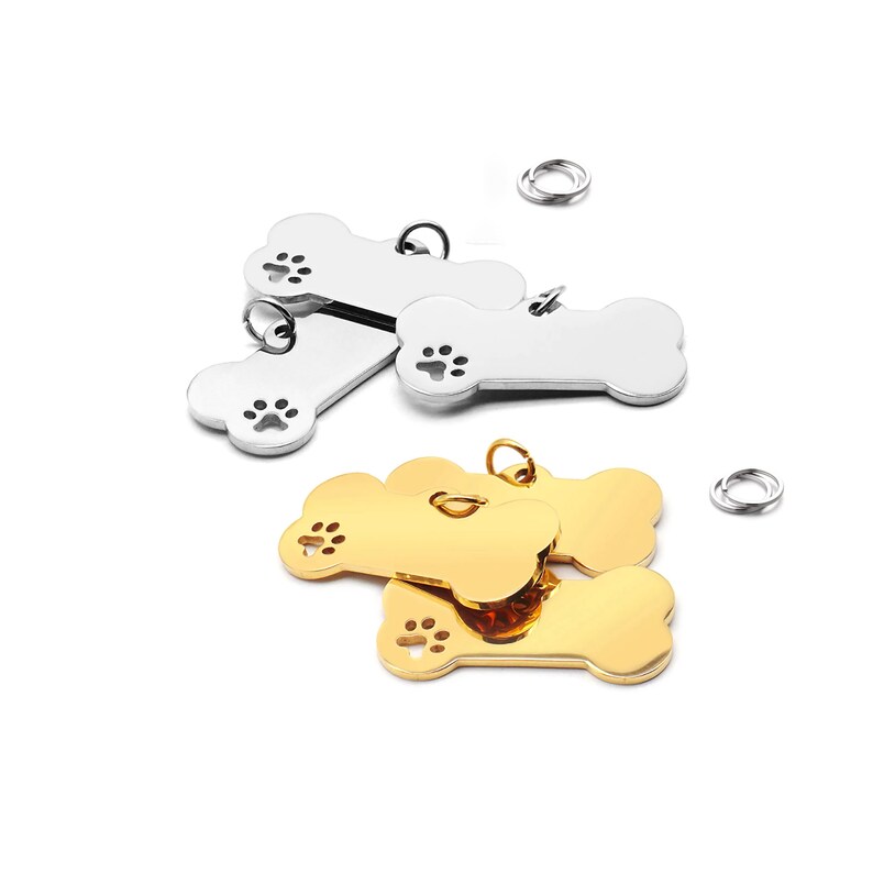 Stainless Steel Bone Pet ID Tag Dog Paw Collar Accessories bild 4