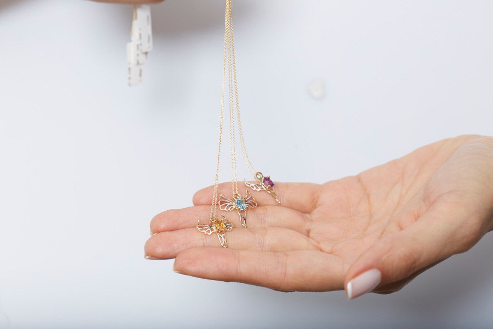 Chaîne pour femmes avec Pendentif Ange Blanc /Or Jaune 14 carats-/585er