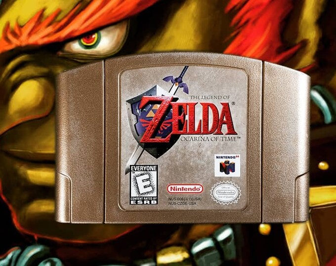 The Legend of Zelda Ocarina of Time gold Cartridge Etsy