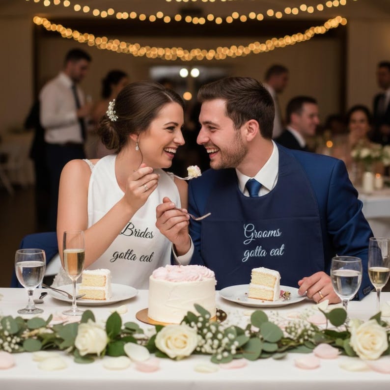 Brides gotta eat Bib • Wedding Clothing Protector • Washable Bridal Shower Gift • Engagement Gift • Adult Bib • Outdoor Wedding Reception