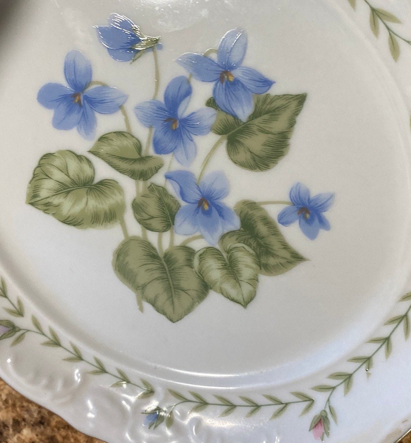 Tienshan Fine China TIEFLO Floriade China Blue Violets W Green