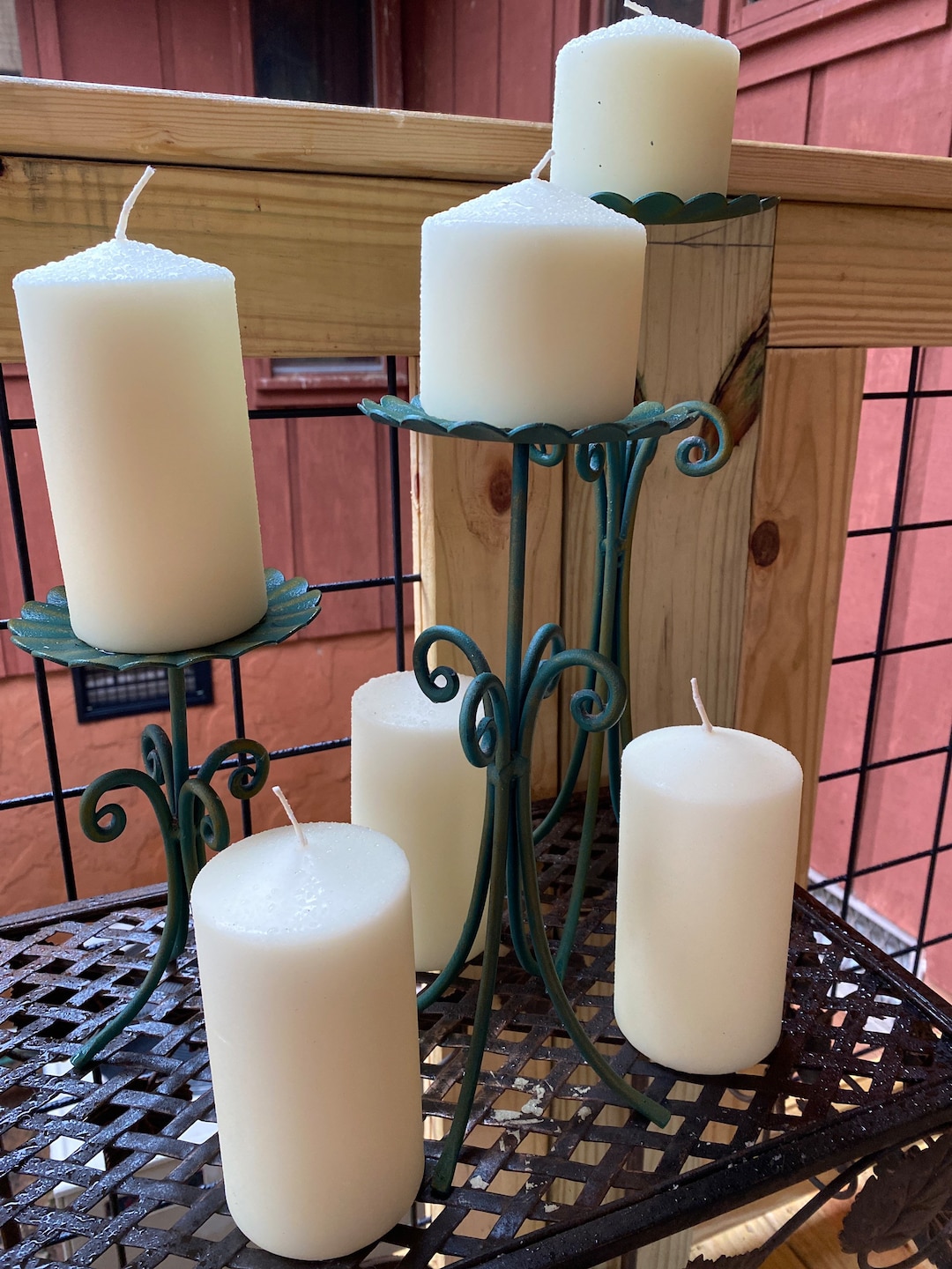 Wrought Iron Pillar Candle Holders Set of 3 Tall Medium and Small Etsy