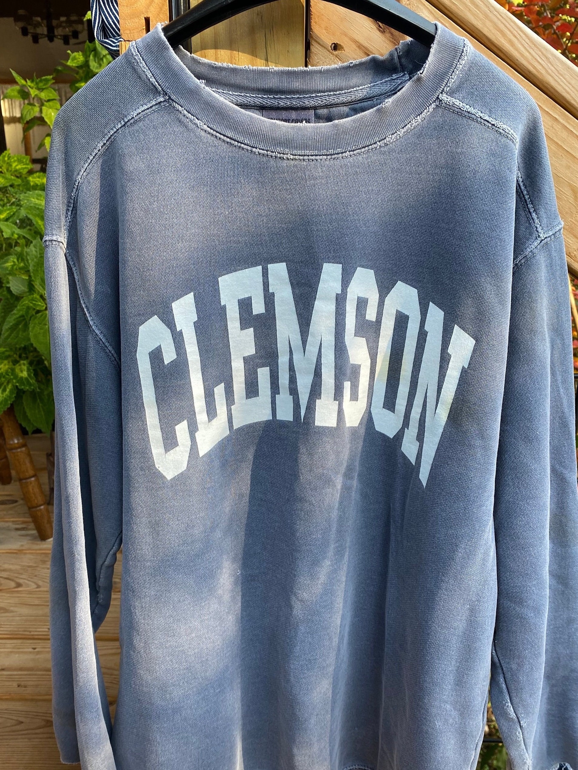 Clemson Gray Blue Faded Sweatshirt Size M Loose Fit Comfort Colors Ragged Cuffs Etsy
