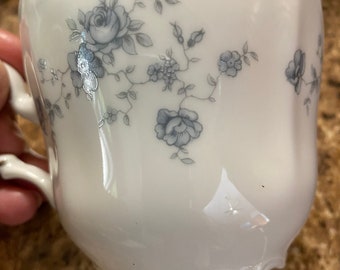 Johann Haviland Bavaria Flat Cup Germany Vintage Flat Cup Embossed China Blue Garland
