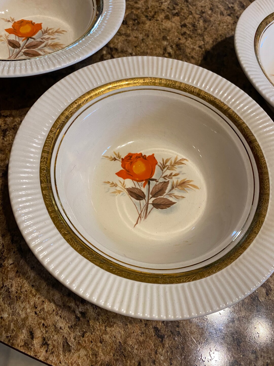 Victory 22 Karat Gold Fruit Dessert Salad Bowls American Limoges