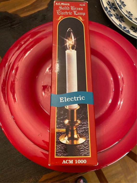 Solid Brass Vintage Electric Candle Lamps Set of 2 AC Moore 8 9