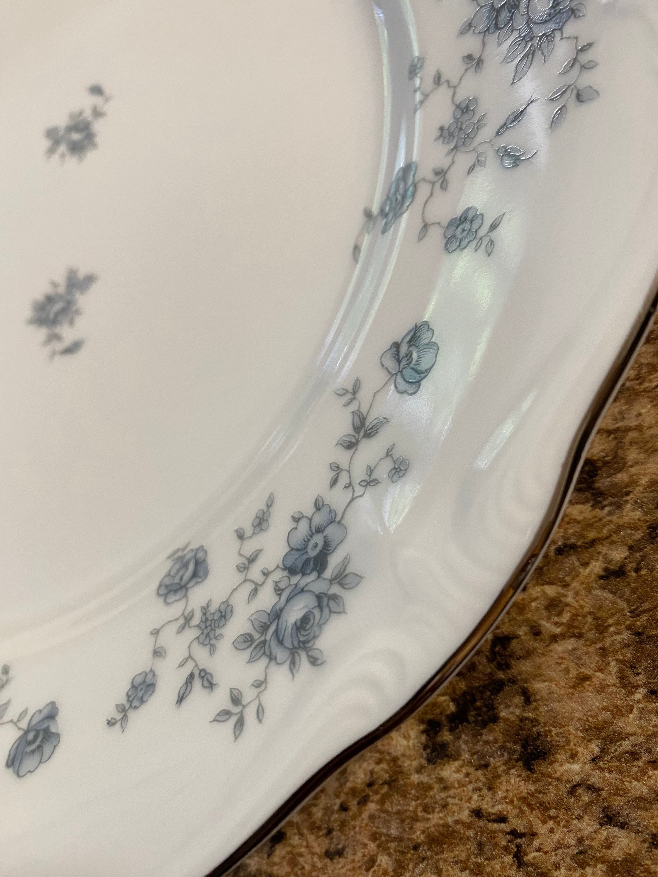 Johann Haviland Bavaria Germany Vintage Embossed China Blue Garland 10 in Dinner Plates Set of 2