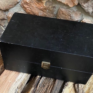 Lasting Impressions Companion Collection Miniature Trunk Black Storage Box Brass Clasp snd Hinges Leather like Finish