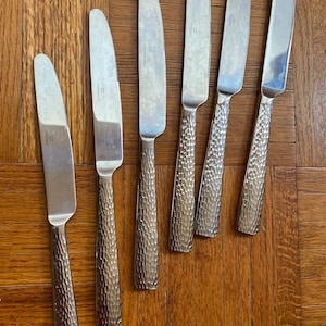 Mikasa Oliver 18/10 Stainless 9.5 inch Knife Set of 6 French Solid Knife Hammered Handles