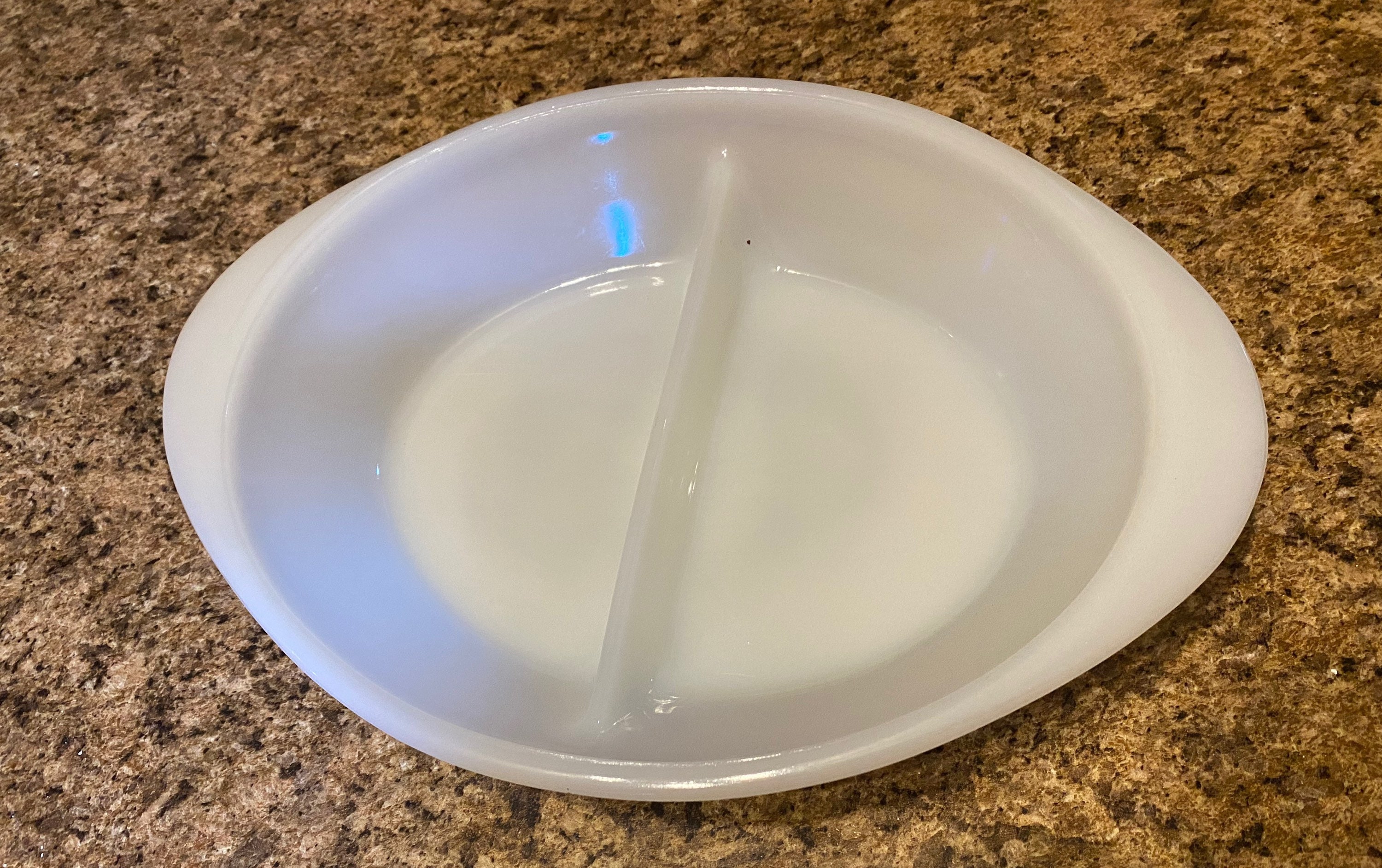 glasbake ovale divisé lait verre sectionnel casserole plat de cuisson j2352 80 microware safe usa 7