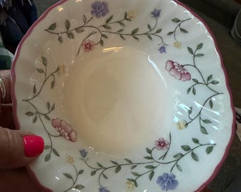 Johnson Brothers Sommar Chintz Flingor Dessert Skål Räfflad Rosa Kant Bintage 2003