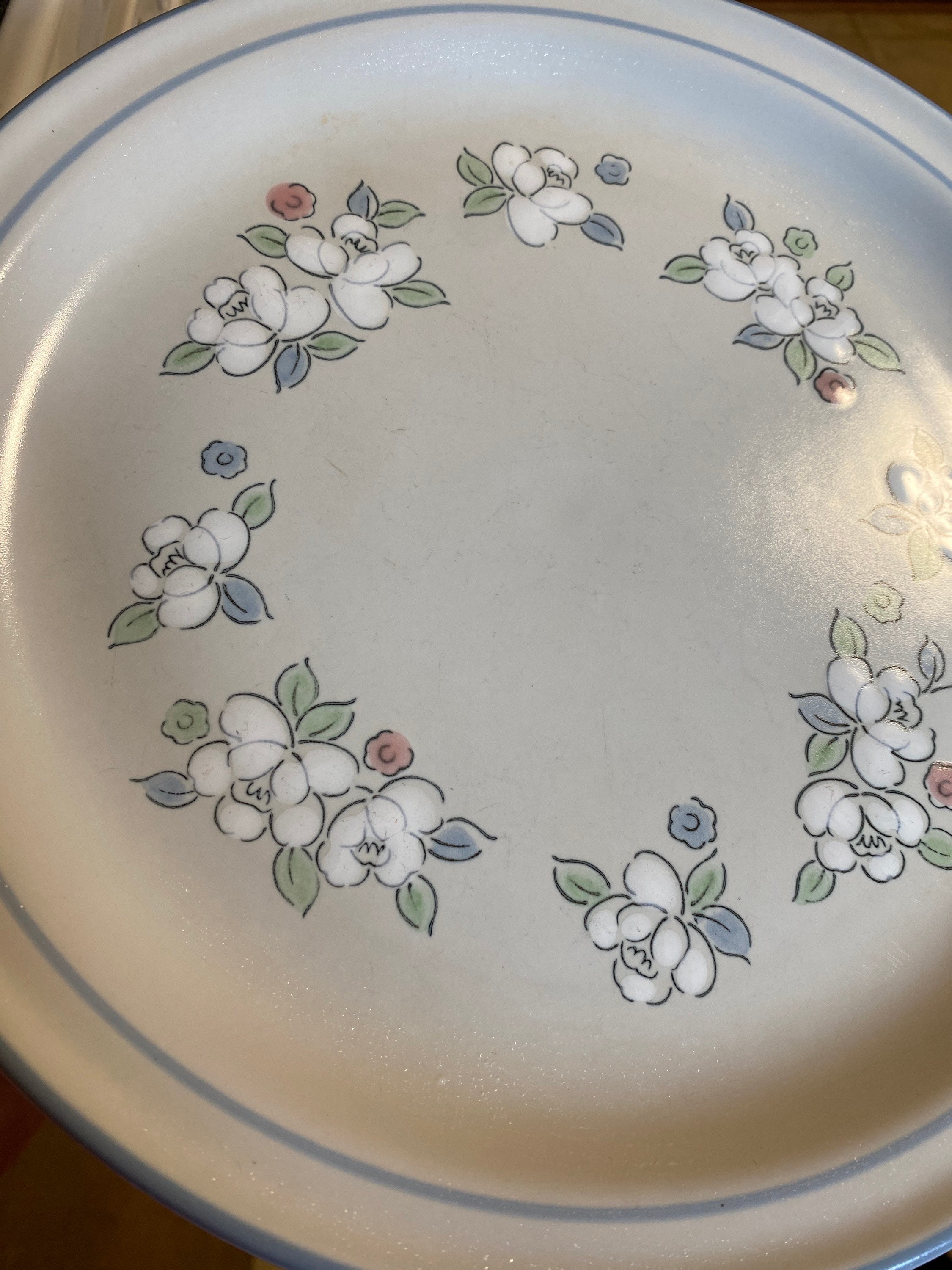 Chantilly Hearthside Dinner Plates Hand Decorated Stoneware by Fleur De