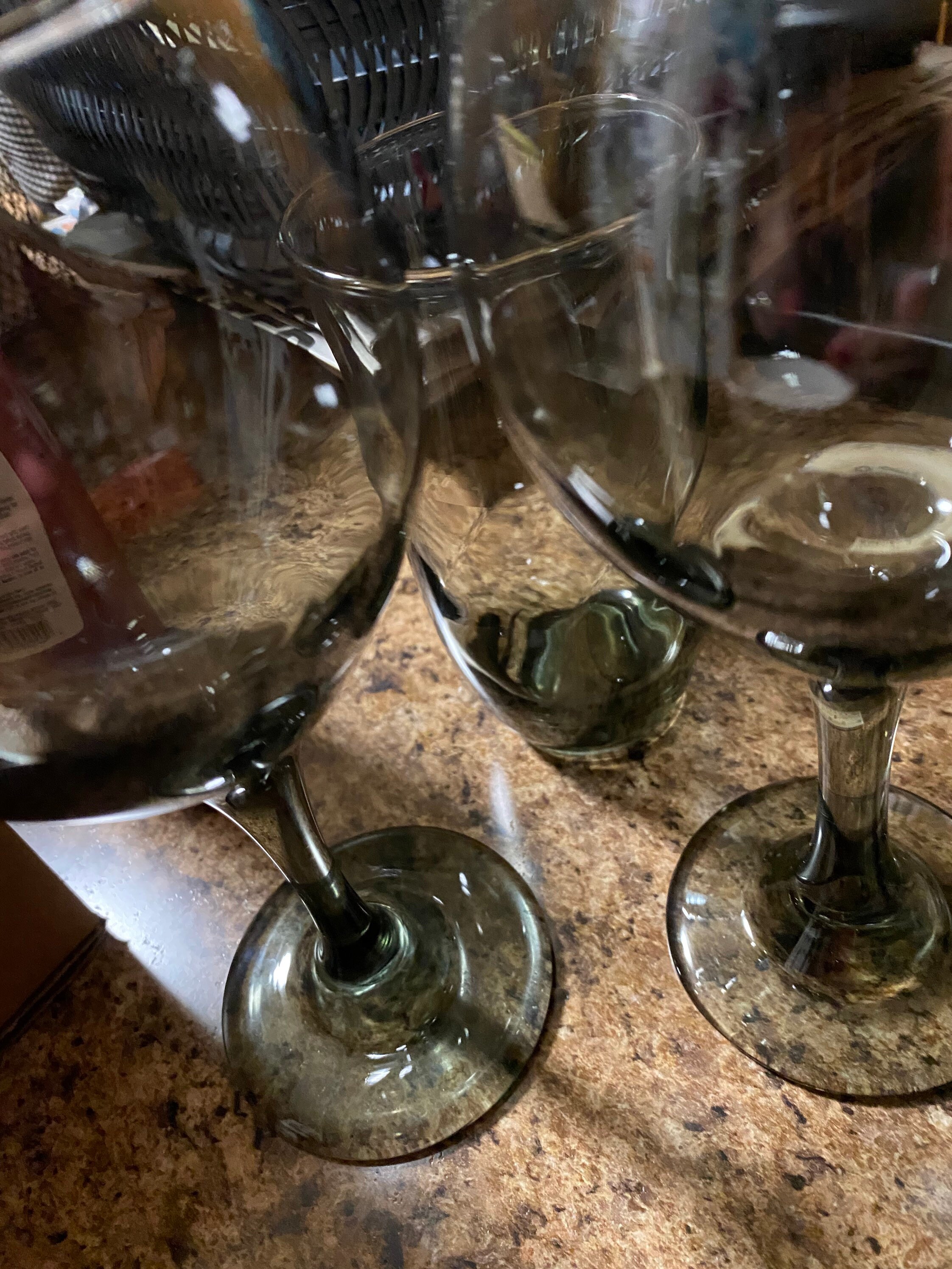 Vintage Libbey Stemware Smokey Grey Wine Stem Glasses Set of 2 Etsy UK