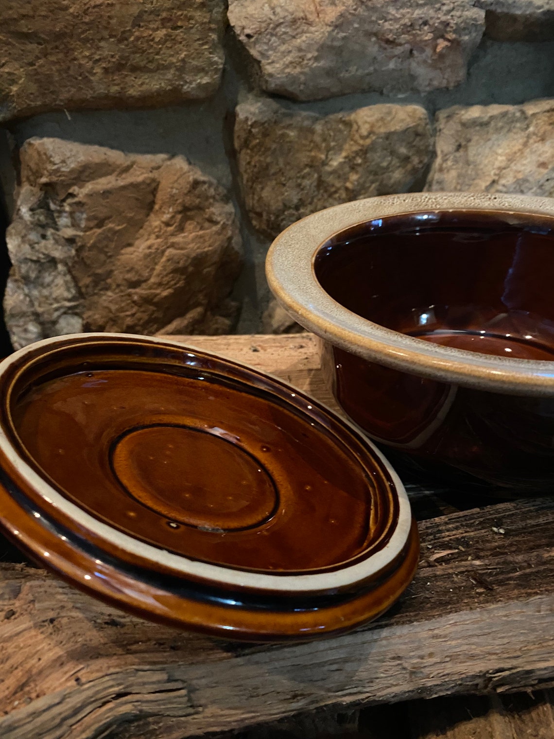 Antique Hull Brownware Round Casserole Baking Dish w Lid | Etsy