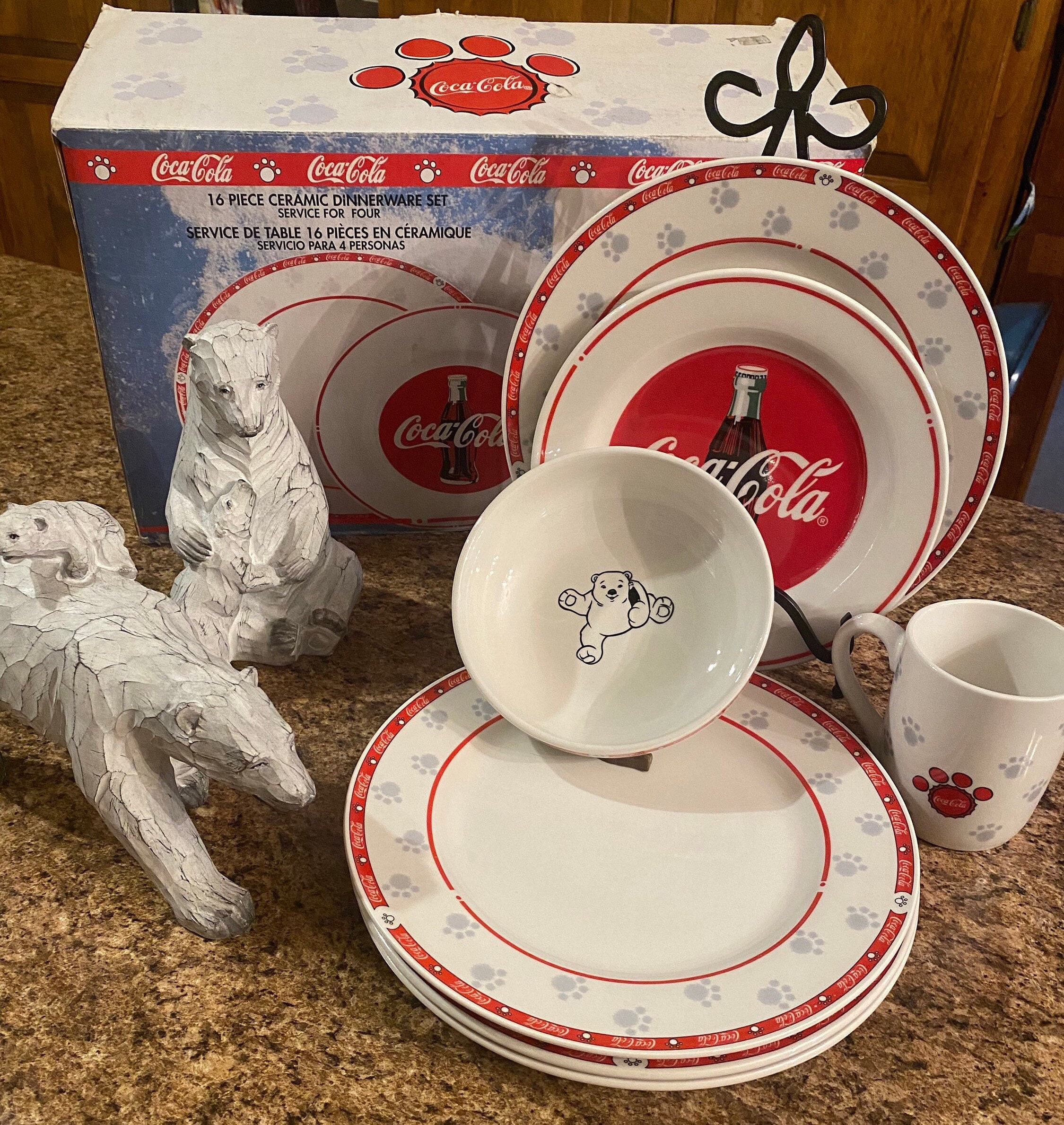 Coca-cola Ceramic Dinnerware Vintage Polar Bear Brand Anchor Hocking 16  Piece Place Setting for 4 - Etsy