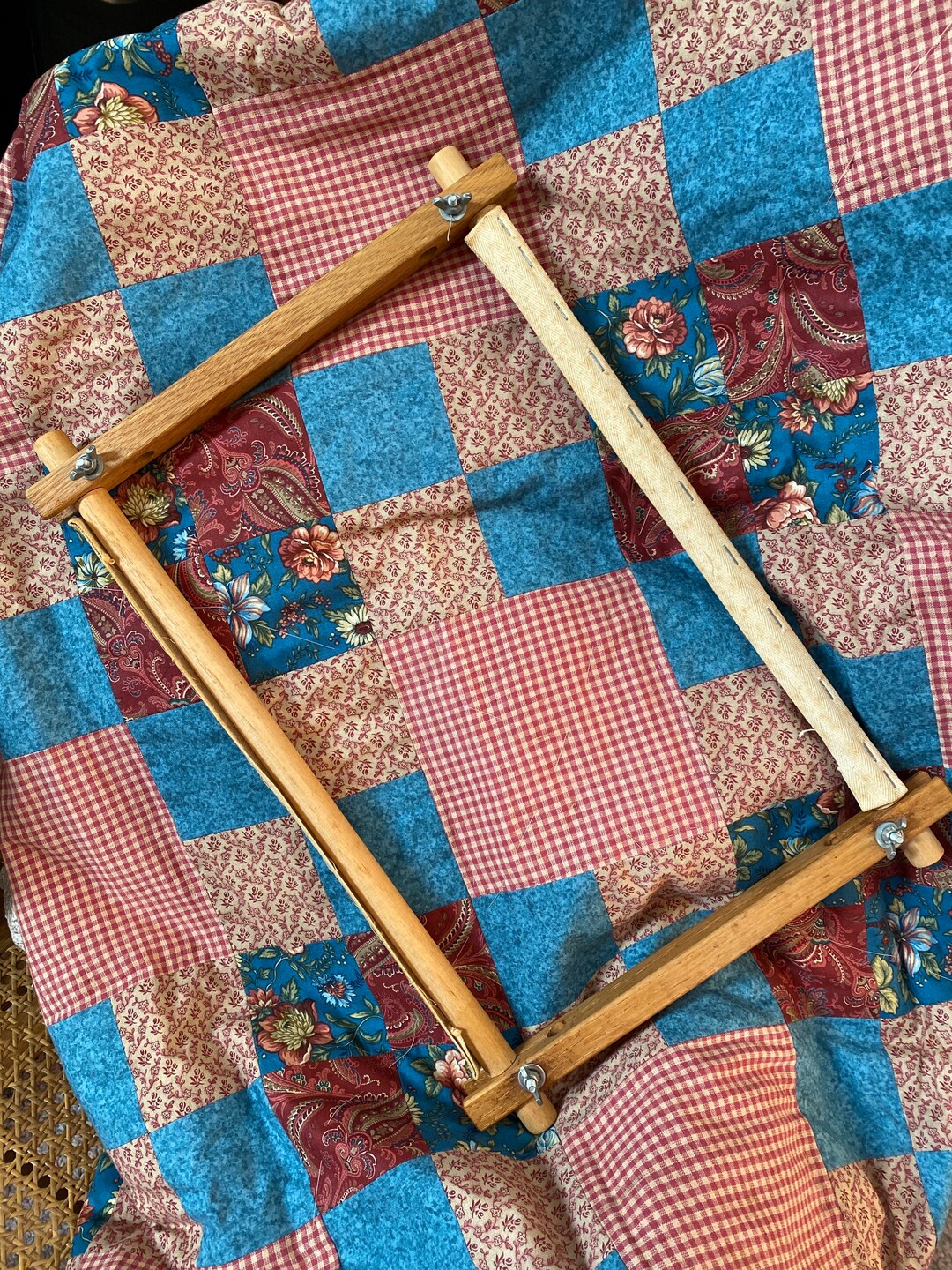 Vintage Rectangular Wooden Quilting Embroidery Frame Lap Quilting Cross ...