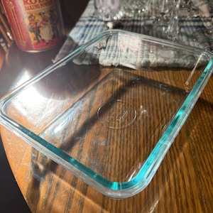 Pyrex Rectangular Casserole Dish Ice Blue Tinted Glass Small 8 inch