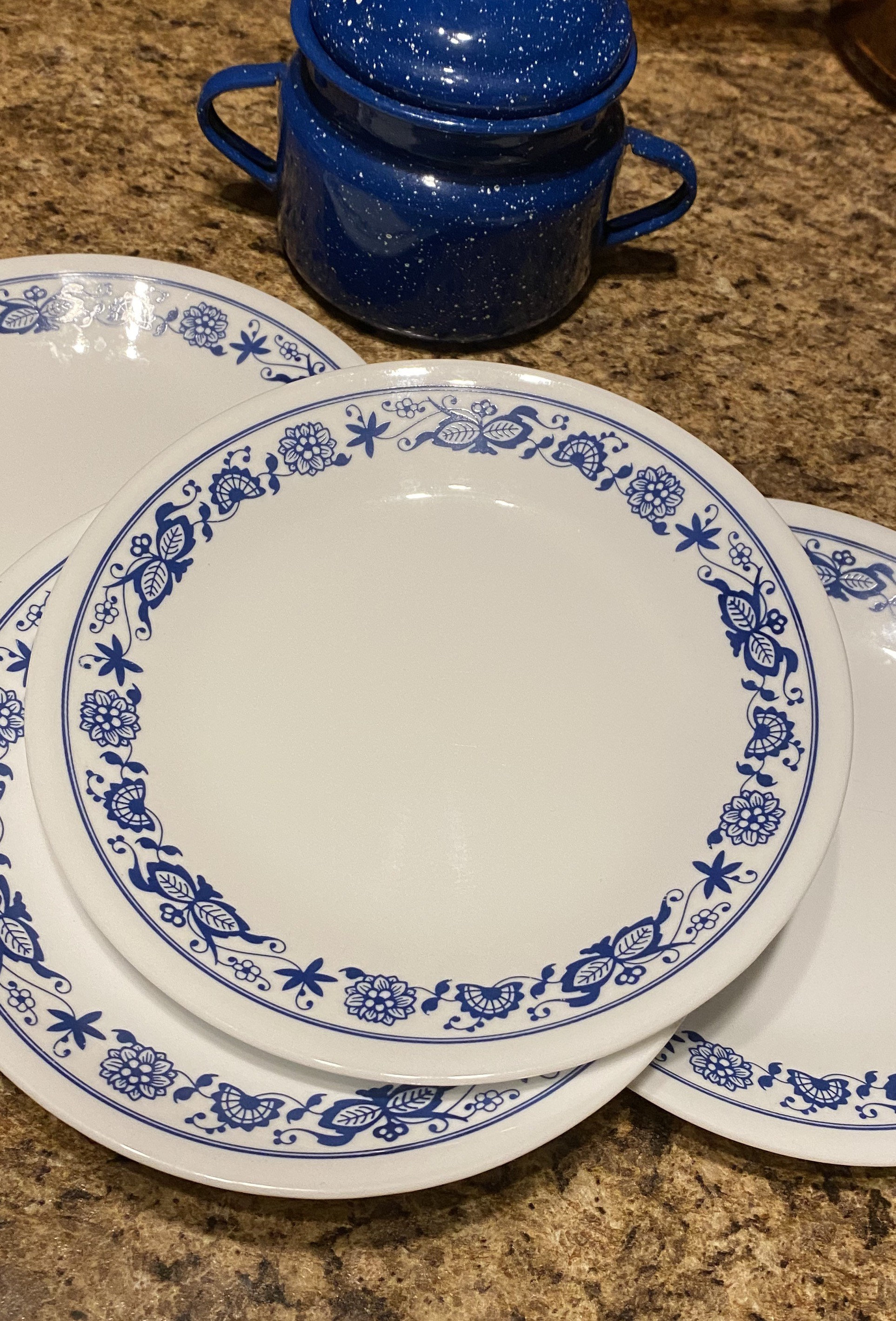Corelle Old Town Blue 1970s Salad Dessert Plates Set of 4 Vitrelle Break Chip Resistant Etsy