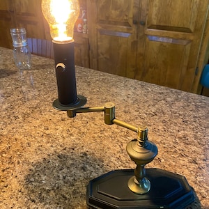 Leviton Vintage Brass Table Lamp w Swing Arm Adjustable