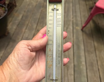 Guía de dulces Taylor, termómetro de metal con mango de madera roja vintage, utensilio de cocina