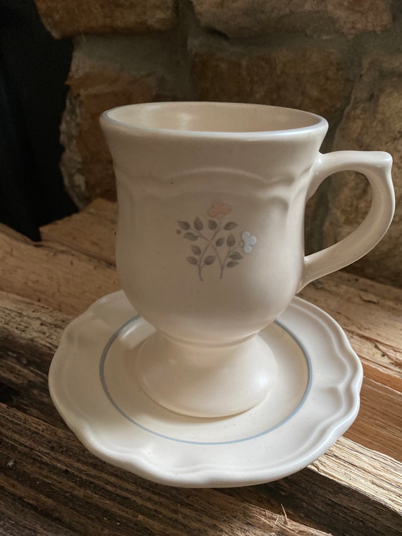 Pfaltzgraff "Napoli" Large Coffee/Tea Mugs Yellow W/Orange Handle And