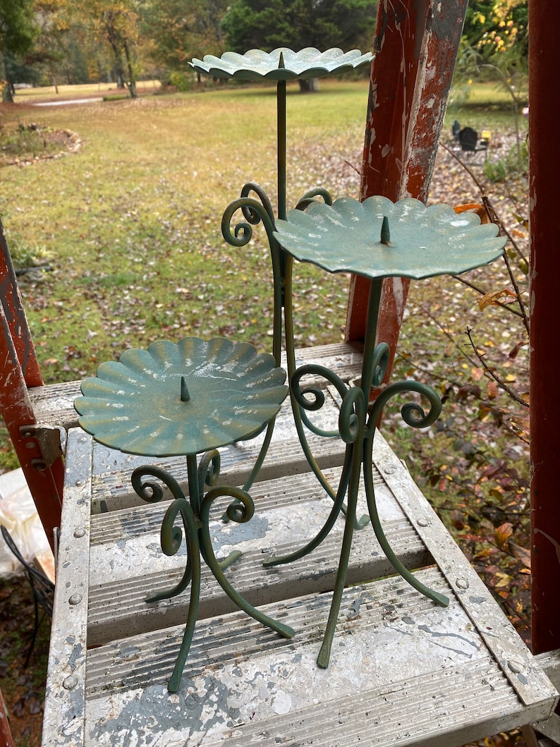 Wrought Iron Pillar Candle Holders Set of 3 Tall Medium and Etsy