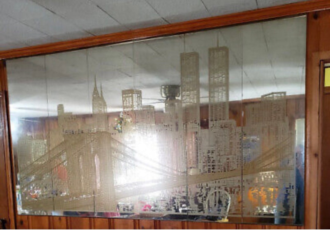 Commemorative 911 Twin Towers Etched Mirror New York City Skyline 6 ...