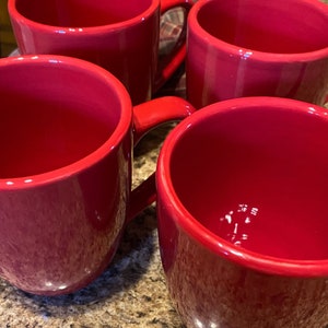 Ciao II Red Mugs by Artimino Handpainted Earthenware Set of 4