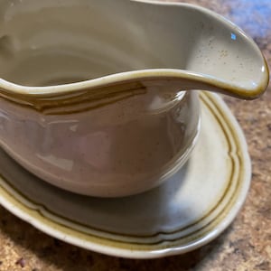 Crown Manor Gravy Boat Handpainted Stoneware Desert Winds Japan Gravy Boat and Serving Plate
