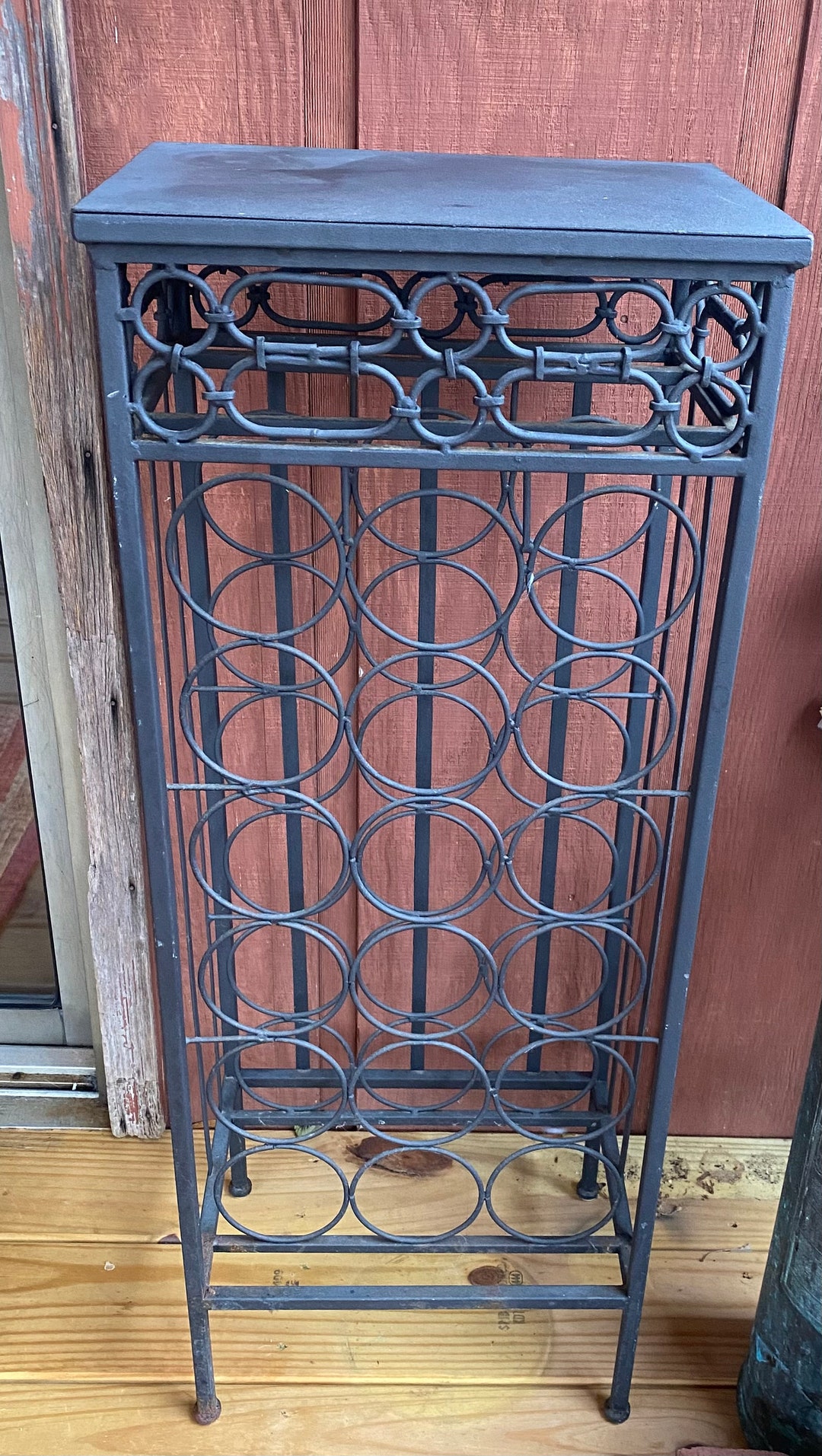 Standing Metal Bar Wine Rack Holder Vintage Freestanding Floor