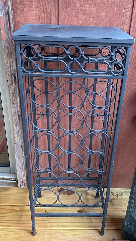 Standing Metal Bar Wine Rack Holder Vintage Freestanding Floor Stand 36 Inch Plant Stand End Table Etsy