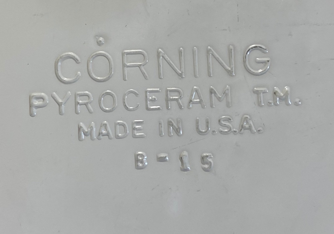 Vintage Corning Pyroceram T.M. White W Blue Cornflower B-1 5 1958