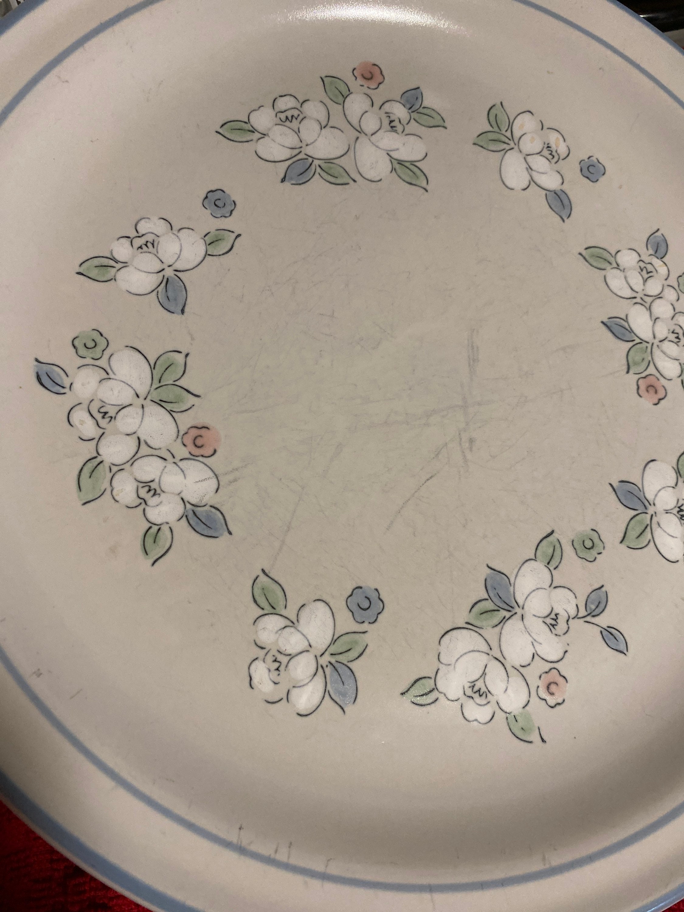 Chantilly Hearthside Dinner Plates Hand Decorated Stoneware by Fleur De