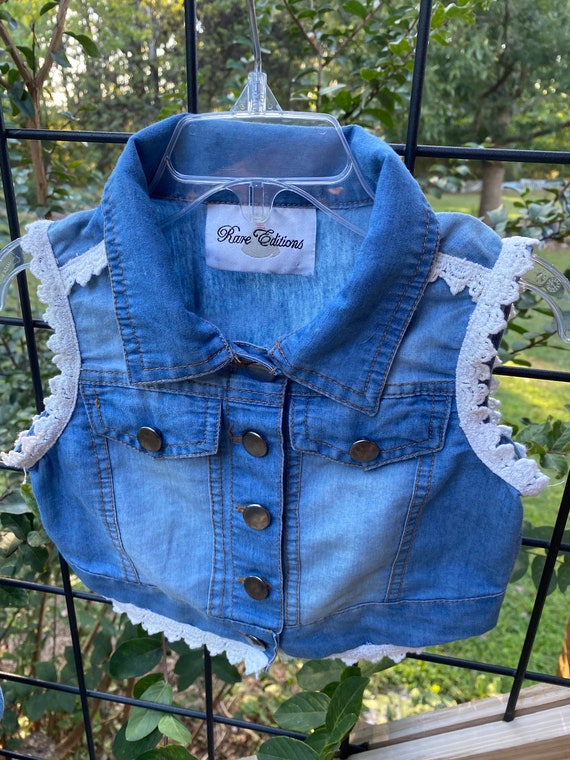 Rare Editions Vest Faded Pale Blue Girls Denim Vest Preowned Etsy UK