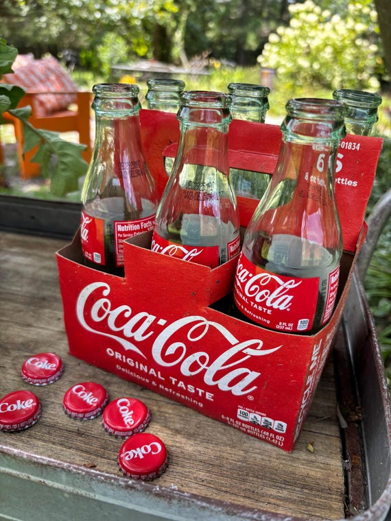 Empty 8 Oz Coca Cola Bottles Six Pack in Original Carton Coke