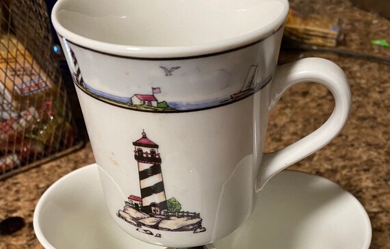 Totally Today Coffee Tea Cups Made in China Lighthouses Set of 4. Ocean  Scene - Etsy