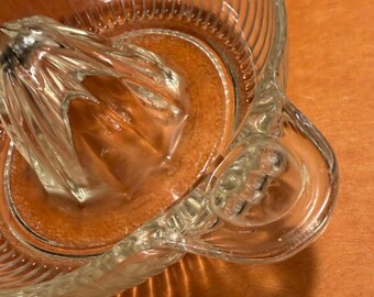 Lemon Juicer Reamer in Vintage Glass Clesr with Handle