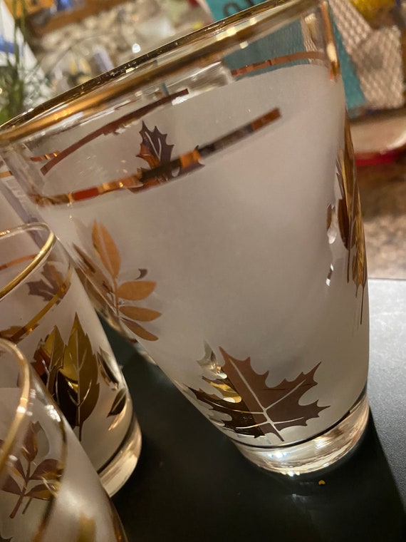 Vintage Libbey Glassware Gold Rimmed Libbey Hobstar Gold Rim Glass,