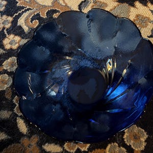 Arcoroc Frankreich Kobalt Blau Swirl Servierschale 23 cm Vintage Glas
