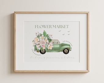 Flower Market Print | Flower Market Wall Art |Flower Market Poster |Flower Market |Flower Market Prints | Farmhouse Spring |Instant Download