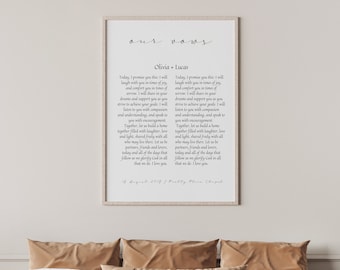 Wedding Vows | Wedding Vows Gift | 1st Anniversary Gift For Husband |Paper Anniversary Gift For Him |Wedding Vows Art | Printed Wedding Vows