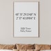 Coordinates Print Personalized Map Print Custom GPS Location Home Decor ...