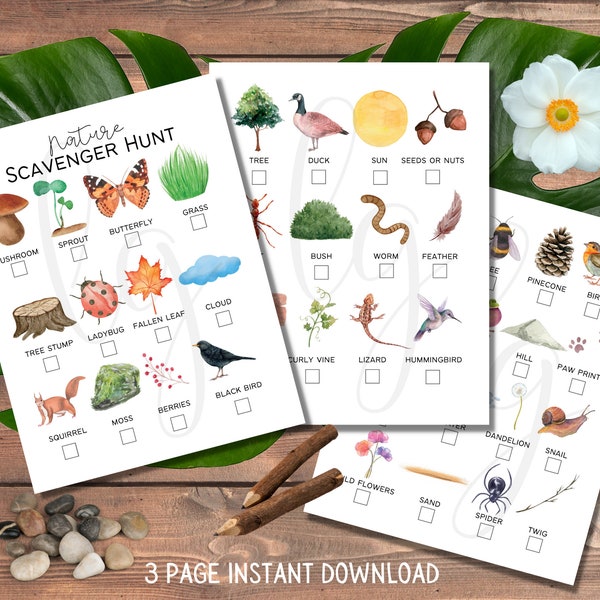 Scavenger Hunt | Outdoor Activity | Nature Journal | Preschool Worksheets | Kids Worksheets | Nature Walk Activity | Instant Download