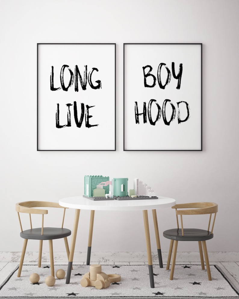 Väggkonst för pojkrum | Utskrivbar väggkonst | Länge leve pojkhuvan | Lekrumsinredning | Minimalistisk väggdekor | Lekrumsskylt | Digital nedladdning bild 4