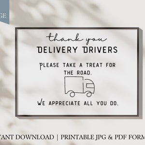 Delivery Driver Thank You Printable | Delivery Driver Snack Sign | Delivery Thank You | Appreciation Delivery Drivers | Instant Download
