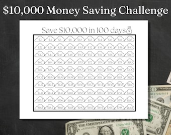 Savings Tracker | 10,000 Savings Challenge | Money Saving Challenge |Cash Envelope Inserts |Emergency Fund |Rainy Day Fund |Instant Download