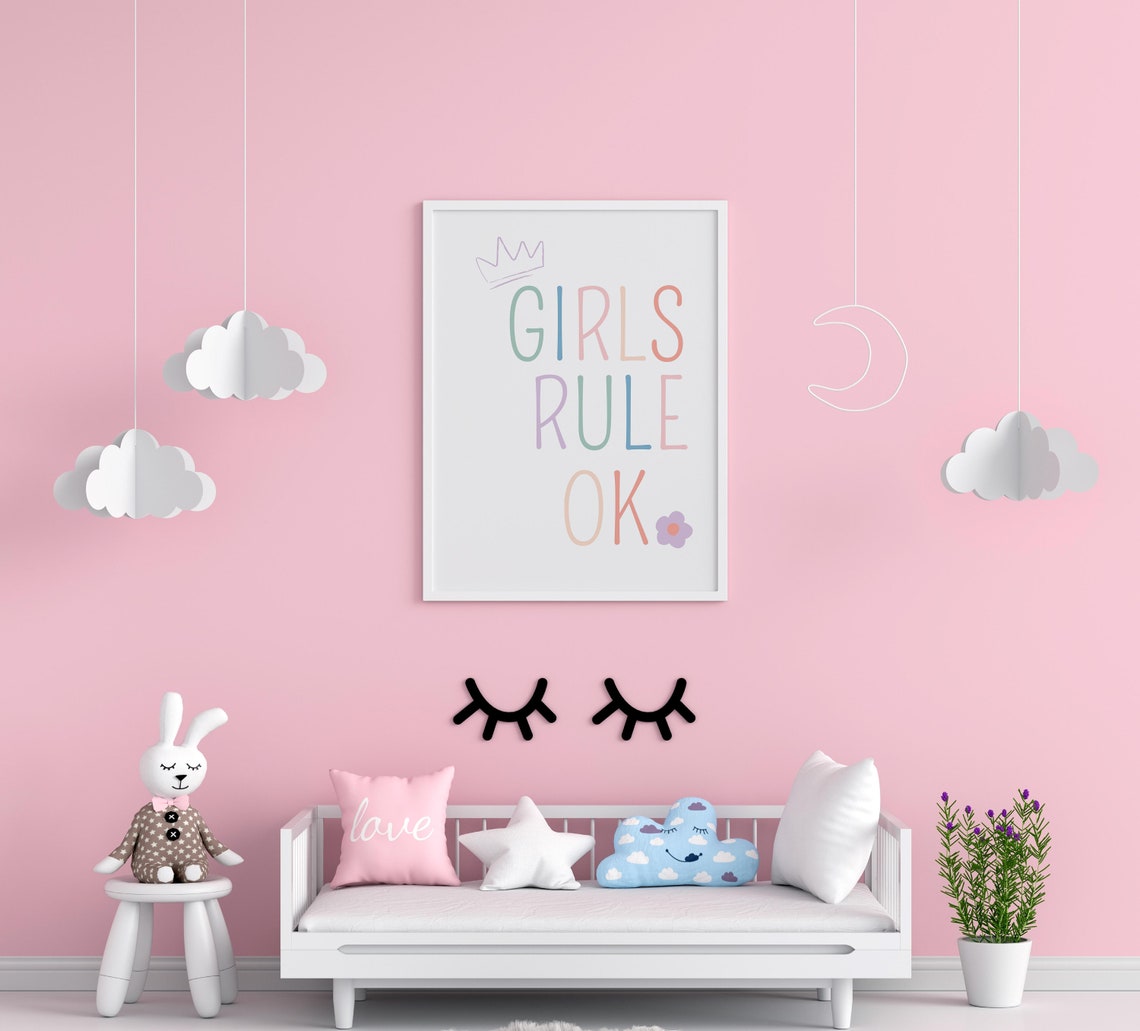 Girly Wall Art Toddler Room Decor Blush Pink Wall Art Etsy