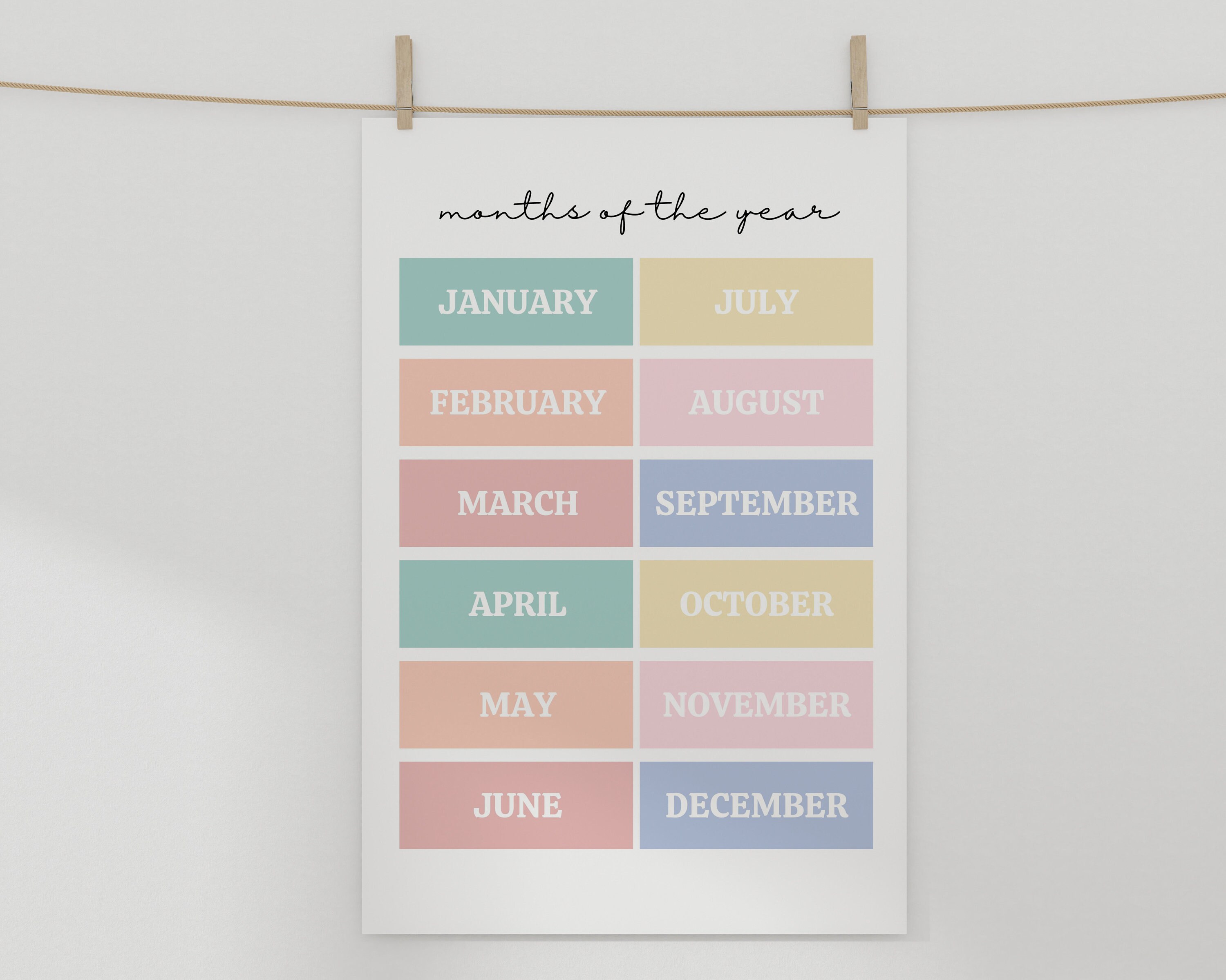 Pastel Months of the Year Poster | Classroom Decor Elementary ...