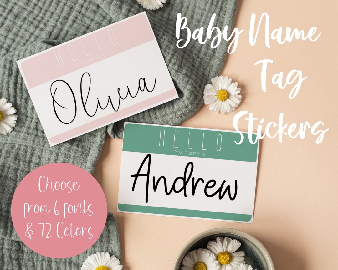 Baby Name Tag Hello My Name is Sticker Baby Name Tag Sticker Baby